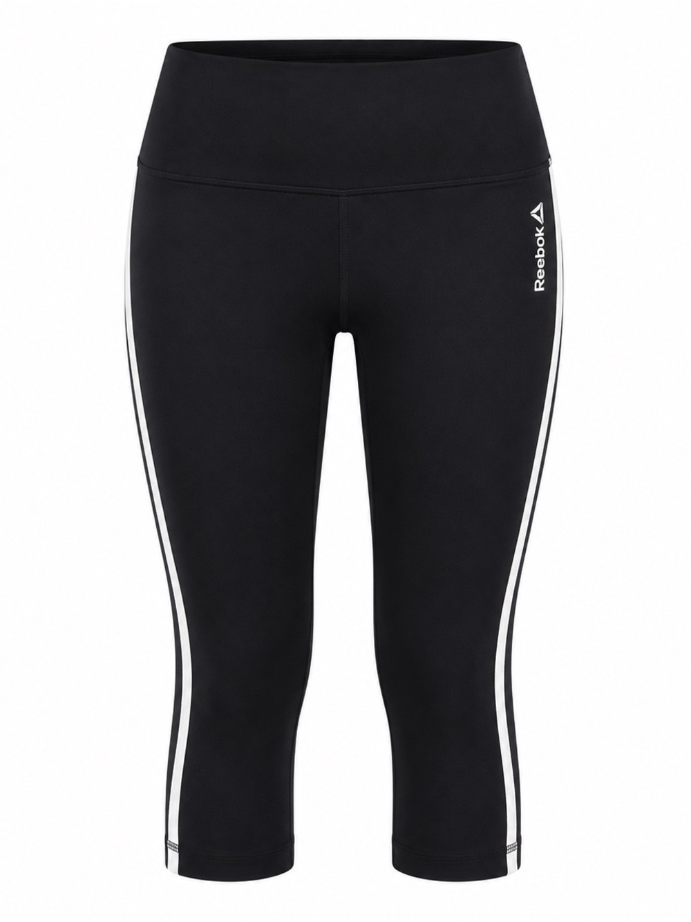 Reebok Black Capri Leggings with White Side Stripes